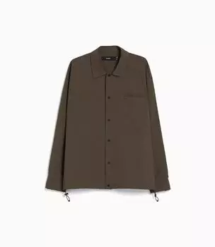 Рубашка с длинными рукавами оверсайз Bershka Long Sleeve Technical Parachute, коричневый