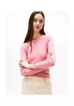 Рубашка с длинными рукавами ребристая структура этикетки Tommy Jeans, цвет ti0 berry