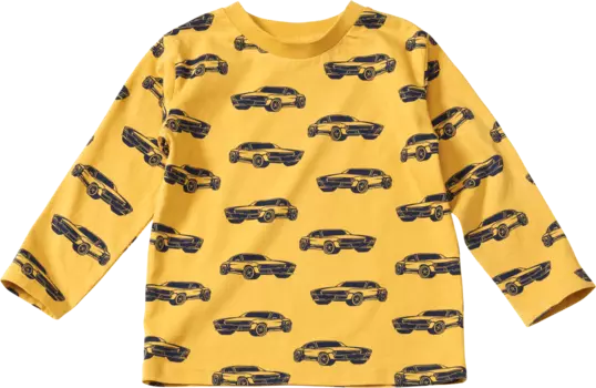 Рубашка с длинными рукавами с рисунком автомобиля желтая размер. 104 1ч ALANA