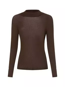 Рубашка с длинными рукавами с содержанием шерсти Ipuri Essentials, коричневый