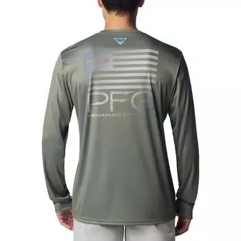 Рубашка с длинными рукавами terminal tackle pfg fish star Columbia, цвет cypress/graphite trout gradient