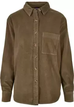 Рубашка с длинными рукавами URBAN CLASSICS " Urban Classics Ladies Corduroy Oversized Shirt" (1 шт.), оливковый