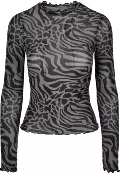 Рубашка с длинными рукавами URBAN CLASSICS " Urban Classics Women's AOP Mesh Turtleneck Longsleeve", черный