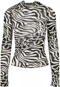 Рубашка с длинными рукавами URBAN CLASSICS " Urban Classics Women's AOP Mesh Turtleneck Longsleeve", белый
