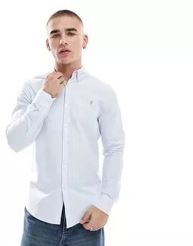 Рубашка с длинными рукавами в полоску Brewer в темно-синем и белом цветах Farah