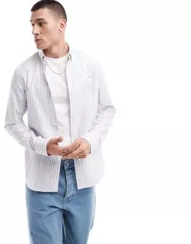 Рубашка с длинными рукавами в сине-розовую полоску Brewer от Farah