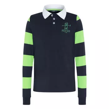 Рубашка с длинными рукавами в стиле поло и полосатыми рукавами POLO SYLT, цвет blau