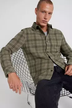 Рубашка с длинными рукавами в вафельную клетку River Island, зеленый