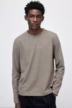 Рубашка с длинными рукавами вафельной структуры обычного кроя. H&M, серый