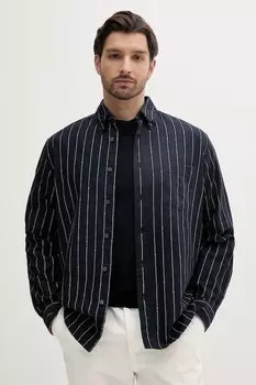 Рубашка с добавлением льна Boss Orange, темно-синий