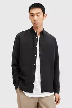 Рубашка с добавлением льна LAGUNA LS SHIRT Allsaints, черный