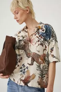 Рубашка с добавлением льна Medicine, бежевый