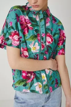 Рубашка с добавлением льна Medicine, бирюзовый