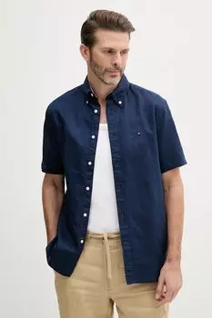 Рубашка с добавлением льна Tommy Hilfiger, темно-синий