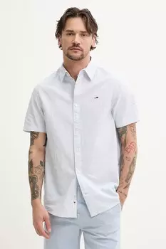 Рубашка с добавлением льна Tommy Jeans, синий