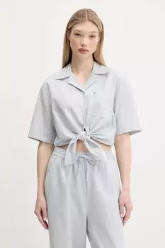 Рубашка с добавлением льна Tommy Jeans, синий