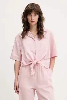 Рубашка с добавлением льна Tommy Jeans, розовый