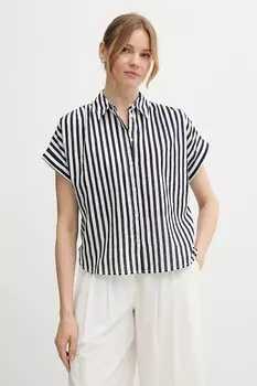 Рубашка с добавлением льна United Colors Of Benetton, темно-синий