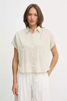 Рубашка с добавлением льна United Colors Of Benetton, бежевый