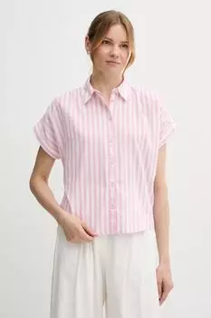 Рубашка с добавлением льна United Colors Of Benetton, розовый