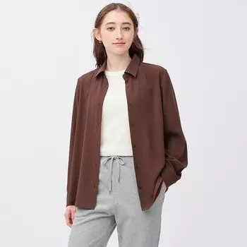 Рубашка с драпировкой GU, коричневый