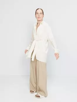 Рубашка с драпировкой и завязками спереди Raey, бежевый