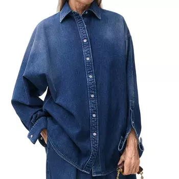 Рубашка с драпировкой «Стираный деним» LOEWE, Washed Denim