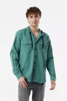 Рубашка с двойным карманом и капюшоном Fullamoda, хаки