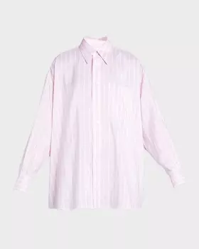 Рубашка с двойным воротником в полоску Bottega Veneta