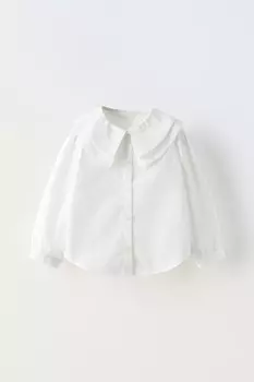 Рубашка с двойным воротником ZARA, белый