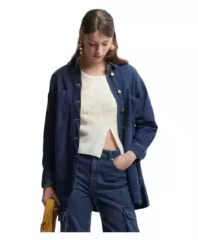 Рубашка с джинсовым эффектом и блестящими пуговицами Kocca, синий