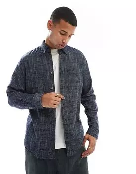 Рубашка с фактурной полоской темно-синего цвета Jack & Jones
