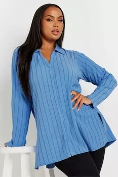 Рубашка с фактурной полоской Yours Curve, синий