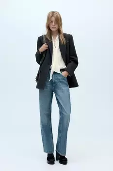 Рубашка с галстуком и защипками ZARA, экрю