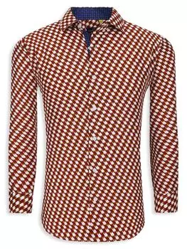 Рубашка с геометрическим принтом Azaro Uomo, цвет Brown Multicolor