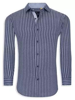 Рубашка с геометрическим принтом Azaro Uomo, темно-синий