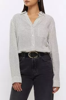 Рубашка с геометрическим принтом River Island, бежевый