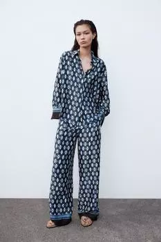 Рубашка с геометрическим принтом ZARA, цвет Blues