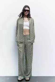 Рубашка с геометрическим принтом ZARA, разноцветный