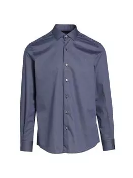 Рубашка с геометрическим рисунком и пуговицами спереди ZEGNA, синий