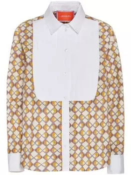 Рубашка с геометричным принтом La DoubleJ, нейтральный цвет