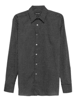 Рубашка с геометричным принтом TOM FORD, черный