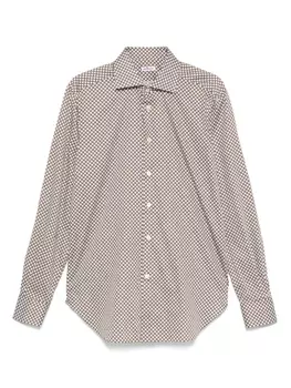 Рубашка с геометричным узором Kiton, коричневый