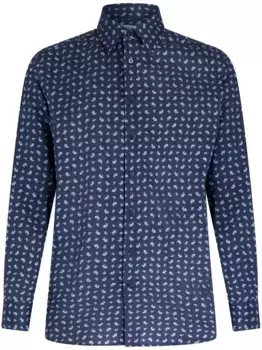 Рубашка с графичным принтом ETRO, синий