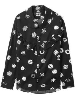 Рубашка с графичным принтом и оборками Black Comme Des Garons, черный