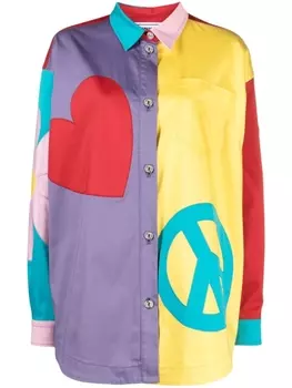 Рубашка с графичным принтом MOSCHINO JEANS, розовый