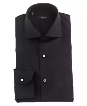 Рубашка S из поплина с перламутровыми пуговицами Barba, черный