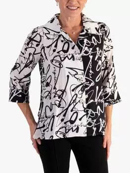 Рубашка с каллиграфическим принтом chesca, белый/черный