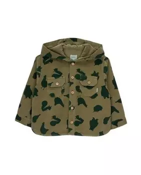 Рубашка с капюшоном для мальчика с анималистическим принтом Knot, зеленый