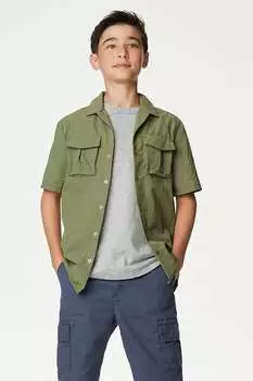 Рубашка с карманами и футболка Marks & Spencer, зеленый